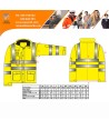 Parka 7 en 1 transpirable y de alta visibilidad color amarillo flúor