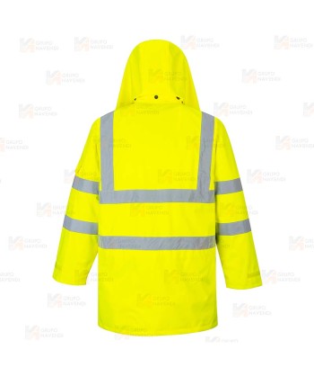 Parka 7 en 1 transpirable y de alta visibilidad color amarillo flúor