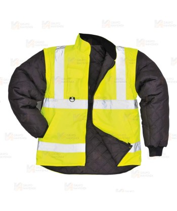 Parka 7 en 1 transpirable y de alta visibilidad color amarillo flúor
