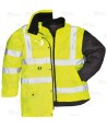 Parka 7 en 1 transpirable y de alta visibilidad color amarillo flúor