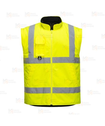 Parka 7 en 1 transpirable y de alta visibilidad color amarillo flúor