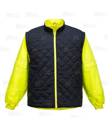Parka 7 en 1 transpirable y de alta visibilidad color amarillo flúor