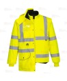 Parka 7 en 1 transpirable y de alta visibilidad color amarillo flúor