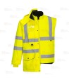 Parka 7 en 1 transpirable y de alta visibilidad color amarillo flúor