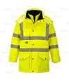 Parka 7 en 1 transpirable y de alta visibilidad color amarillo flúor