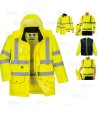 Parka 7 en 1 transpirable y de alta visibilidad color amarillo flúor