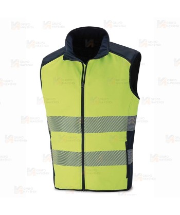 Chaleco Alta Visibilidad SoftShell triple lámina y bandas reflectantes segmentadas