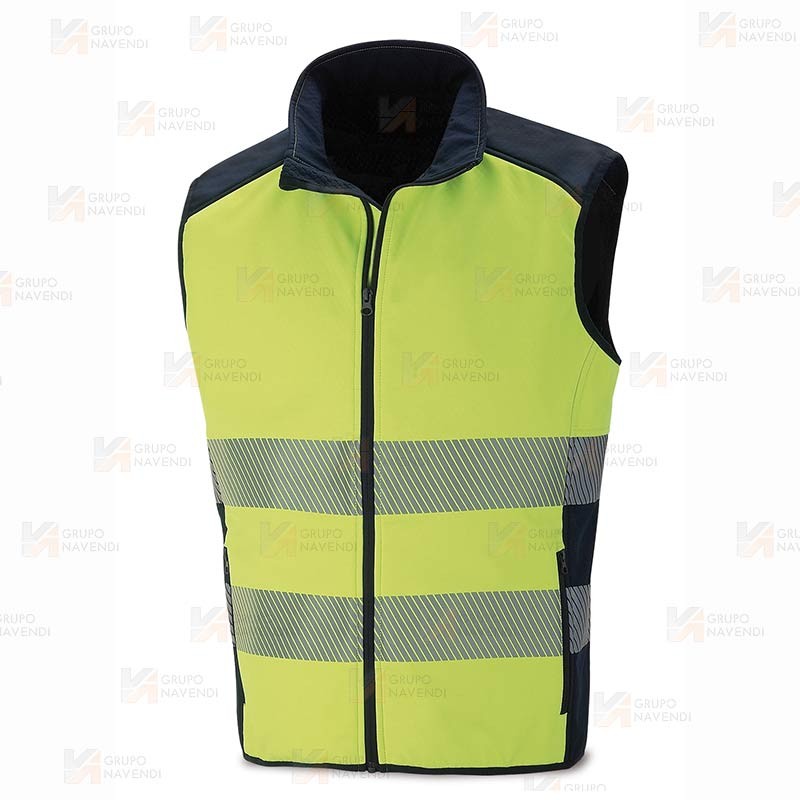 Chaleco Alta Visibilidad SoftShell triple lámina y bandas reflectantes segmentadas