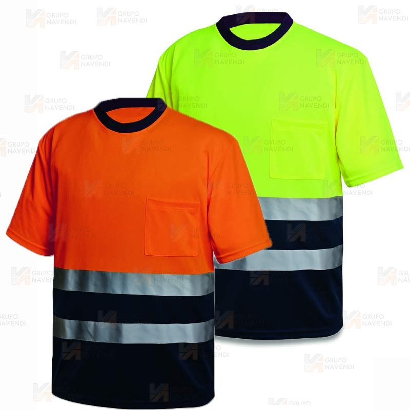 Camiseta bicolor de alta visibilidad con bolsillo
