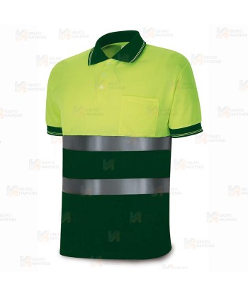 Polo transpirable combinados de alta visibilidad de manga corta