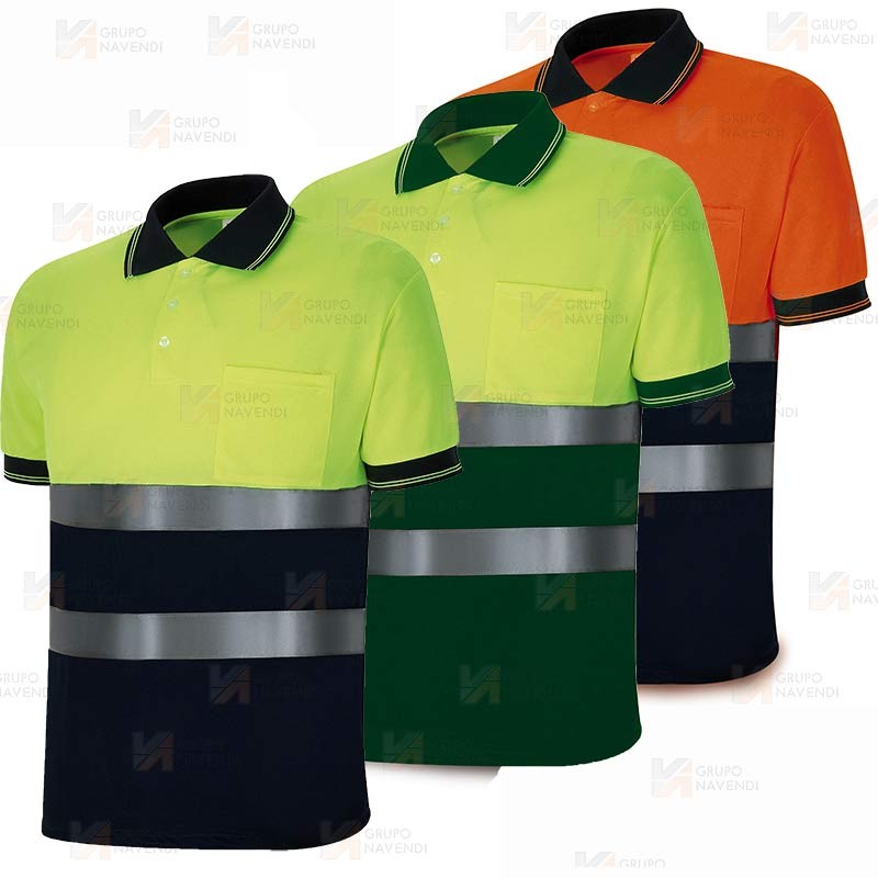 Polo transpirable combinados de alta visibilidad de manga corta
