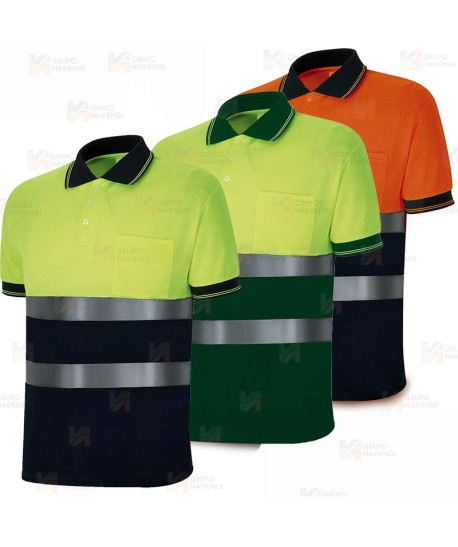 Polo transpirable combinados de alta visibilidad de manga corta