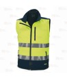 Cazadora softshell, bicolor, tricapa y desmontable en alta visibilidad marino/amarillo flúor