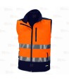Cazadora softshell, bicolor, tricapa y desmontable en alta visibilidad marino/naranja flúor