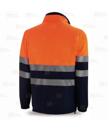 Chaqueta polar bicolor de alta visibilidad color marino y naranja flúor