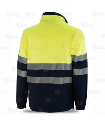 Chaqueta polar bicolor de alta visibilidad color marino y amarillo flúor