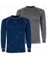Camiseta térmica de manga larga con tejido técnico transpirable color azul marino y gris oscuro