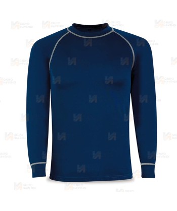Camiseta térmica de manga larga con tejido técnico transpirable color azul marino y gris oscuro
