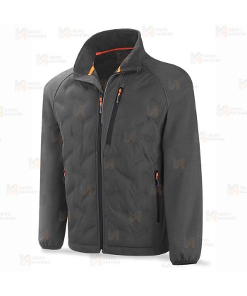 Cazadora Softshell acolchada de triple capa color gris oscuro