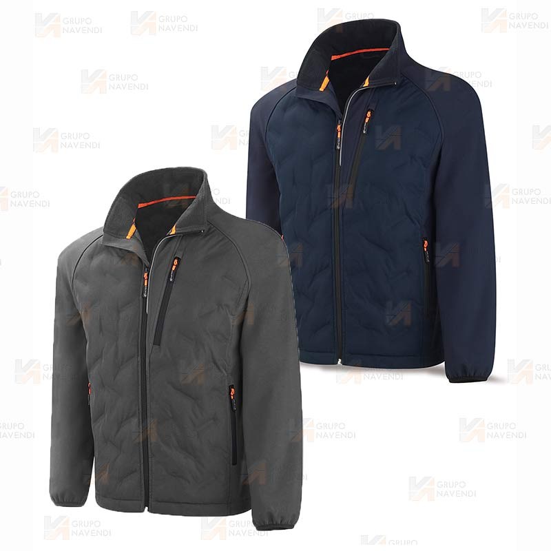 Cazadora Softshell acolchada de triple capa color gris oscuro