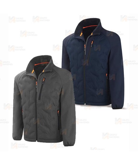 Cazadora Softshell acolchada de triple capa color gris oscuro