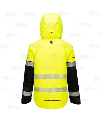 Chubasquero de alta visibilidad con membrana impermeable y transpirable con cintas segmentadas