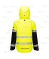 Chubasquero de alta visibilidad con membrana impermeable y transpirable con cintas segmentadas