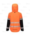 Chubasquero de alta visibilidad con membrana impermeable y transpirable con cintas segmentadas