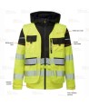 Chubasquero con chaleco desmontable Hi-Vis 3 en 1