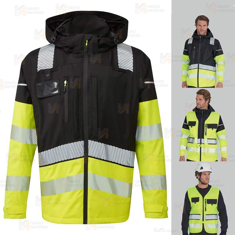Chubasquero con chaleco desmontable Hi-Vis 3 en 1