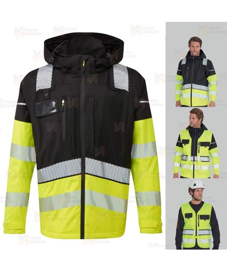 Chubasquero con chaleco desmontable Hi-Vis 3 en 1