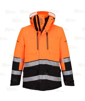 Parka acolchada de alta visibilidad con membrana impermeable