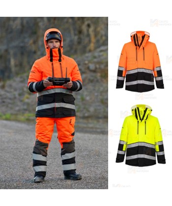 Parka acolchada de alta visibilidad con membrana impermeable