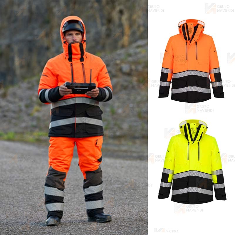 Parka acolchada de alta visibilidad con membrana impermeable