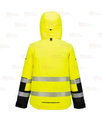 Parka con forro de alta visibilidad con membrana impermeable para frio intenso
