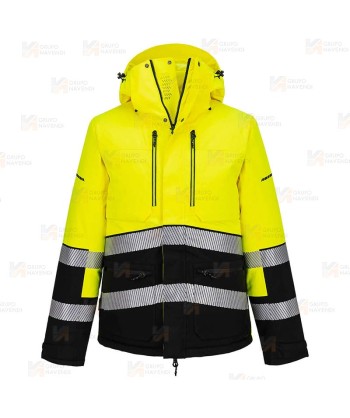 Parka con forro de alta visibilidad con membrana impermeable para frio intenso
