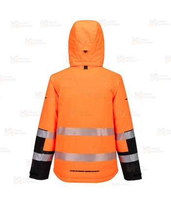 Parka con forro de alta visibilidad con membrana impermeable para frio intenso