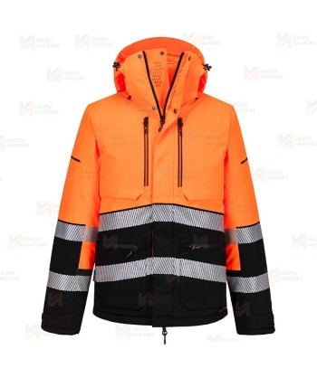 Parka con forro de alta visibilidad con membrana impermeable para frio intenso