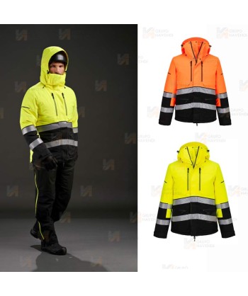 Parka con forro de alta visibilidad con membrana impermeable para frio intenso