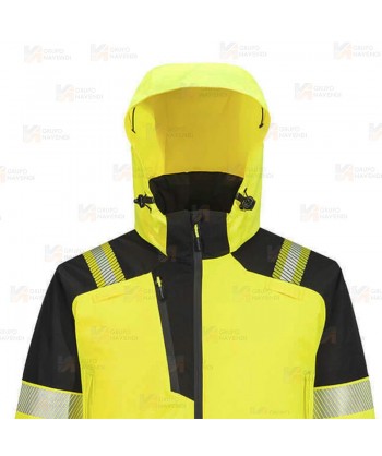 Parka de alta visibilidad con forro y con membrana impermeable y transpirable color amarillo flúor