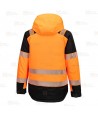 Parka de alta visibilidad con forro y con membrana impermeable y transpirable color naranja flúor