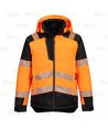 Parka de alta visibilidad con forro y con membrana impermeable y transpirable color naranja flúor