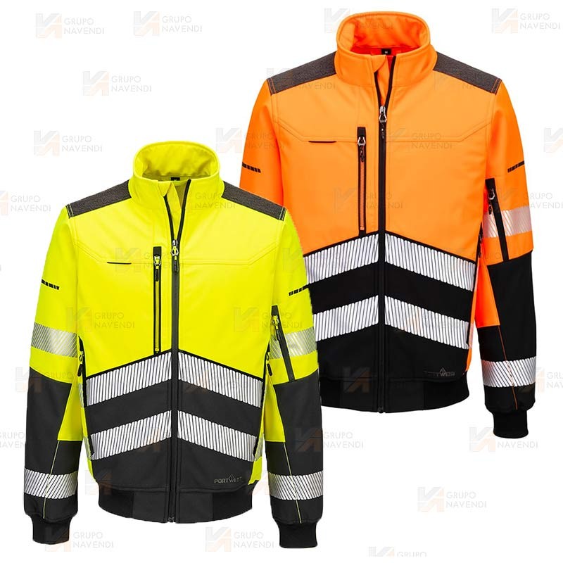 Cazadora Softshell  de alta visibilidad con membrana impermeable