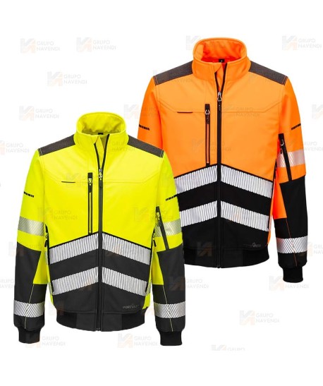 Cazadora Softshell  de alta visibilidad con membrana impermeable