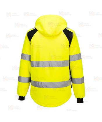 Cazadora softshell, bicolor, con tejido ecológico en alta visibilidad