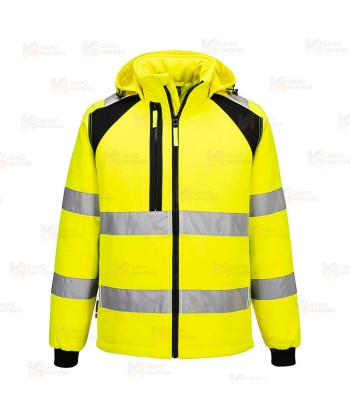 Cazadora softshell, bicolor, con tejido ecológico en alta visibilidad