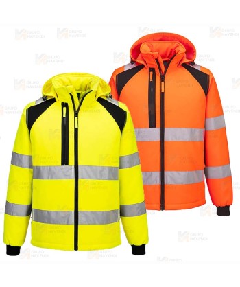 Cazadora softshell, bicolor, con tejido ecológico en alta visibilidad