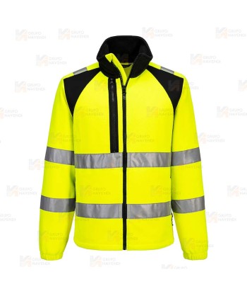 Cazadora polar, bicolor, con tejido ecológico en alta visibilidad