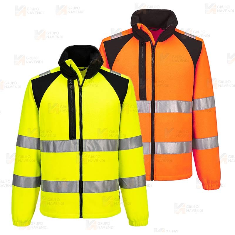 Cazadora polar, bicolor, con tejido ecológico en alta visibilidad