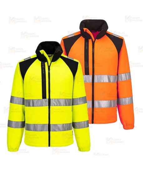 Cazadora polar, bicolor, con tejido ecológico en alta visibilidad